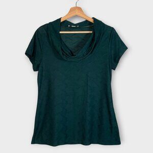 🦜  Coldwater Creek Cowl Neck Top MEDIUM Short Sleeve Green